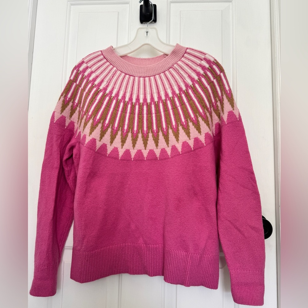 LOFT Pink and Brown Patterned Women's Sweater